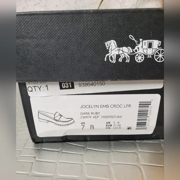 Coach NWB Joselyn Embossed Croc Loafers Dark Ruby Size 7B - Picture 15 of 16